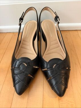 Adrienne Vittadini Black Slingback Kitten Heels